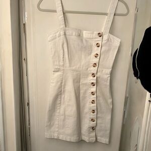 White Button-Front Denim Dress